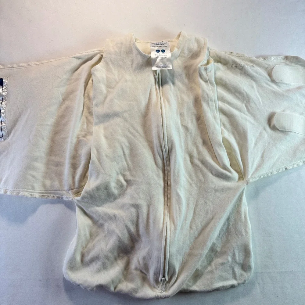 Halo SleepSack Swaddle 0-3 Months Cream Cotton Adjustable 3-Way Wrap Blanket Top